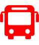 Red bus icon representing public transportation and urban mobility.